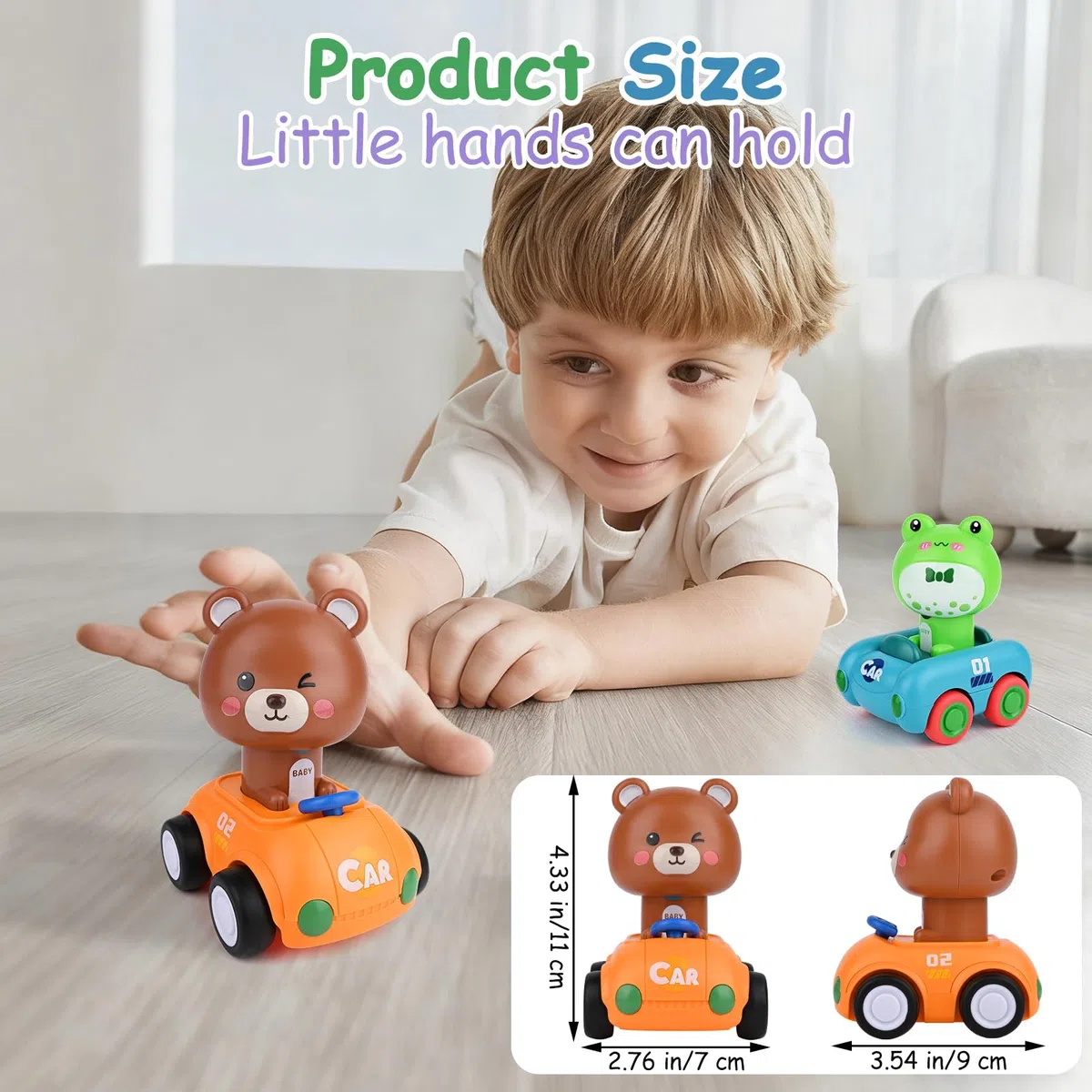 Weinsamkeit 4 Pcs Macchinine Press and Go, Macchinine Giocattolo di Animali, Giochi Macchinine per Bambini 1 Anni, Macchinine Giocattolo Inerzia per 1 2 3 Bambini e Bambine, Natale Compleanno Regalo