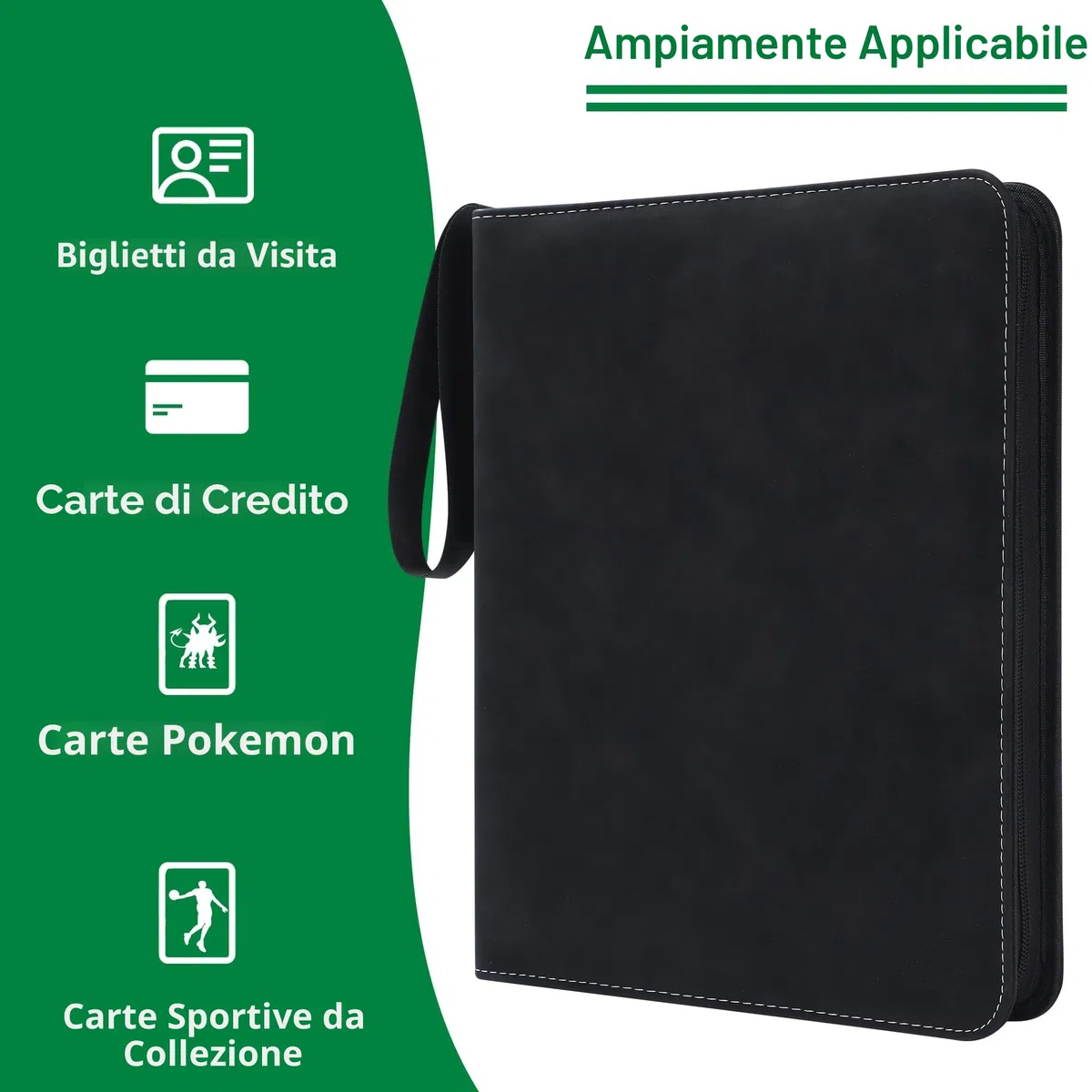 Raccoglitore Carte Magic,Album Porta Carte,Nero,50 Pagine 900 Raccoglitore di Carte,Design Con Zip,Album per Carte Portatili Per Per la raccolta di giochi, regali e carte sportive ﻿ (A-Nero)