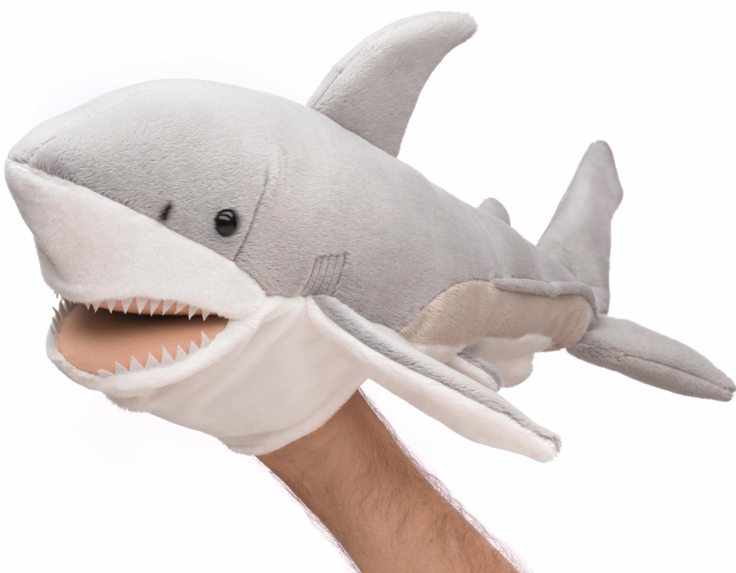 Uni-Toys - Marionetta con squalo bianco – 50 cm (lunghezza) – Pesce peluche – peluche