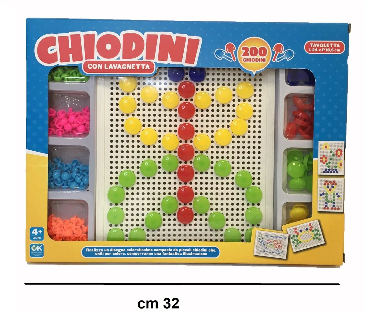 Gioco Chiodini per Bambini 200 pezzi Gioco in Valigetta 200 Chiodini Grandi Piccoli Medi Confezione Completa Giochi Mosaico Chiodinii Bottoni per Bambini 200 pezzi Giocattolo Puzzle Educativo