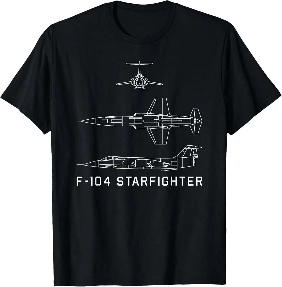 F-104 Starfighter Classic American Jet Plane Blueprint Maglietta
