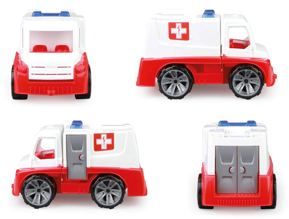 LENA - Truxx Macchina Ambulanza Veicolo Giocattolo per 2+ Anni Bambini, Rosso/Bianco