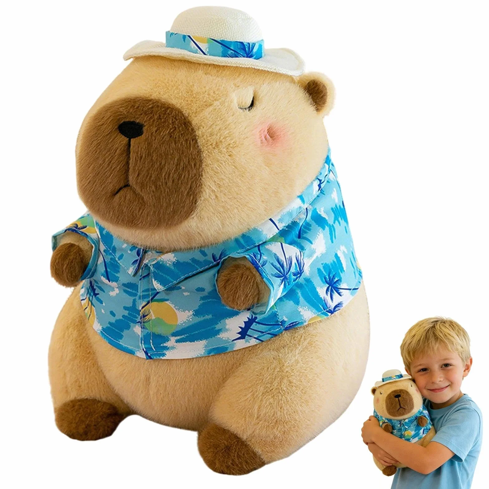 25 CM Capibara Peluche Grande Capibara Gadget Morbido Capybara Pupazzi Cartoni Animati Kawaii con Cappello Festivo e Papillon Cuscino e Decorazione Regalo per Bambini Adulti (Blu)