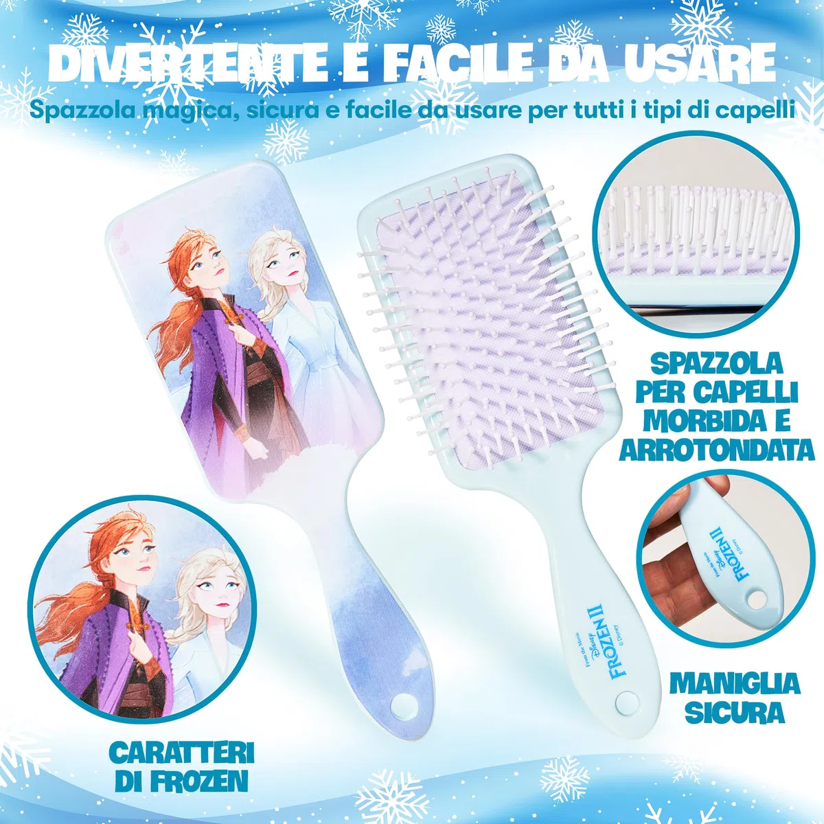 Frozen - Elsa e Anna - Kit Set Accessori per Capelli - Spazzola,Cerchietto, Mollette - Costume da Principessa - Idee Regali Regalo per Bambina e Ragazza