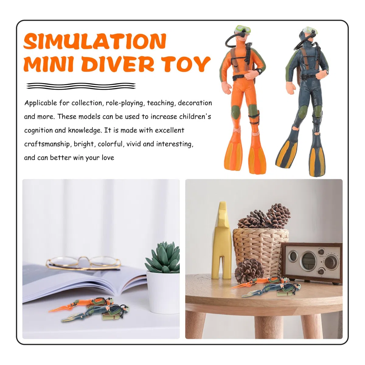 Gadpiparty 2 Pezzi Modello Ridotto Persone Figure Di Subacquei Realistici Nuotatori Sottomarini Figure d'azione Statuetta Avventuriero Immersione per Diorama Layout Tavolo