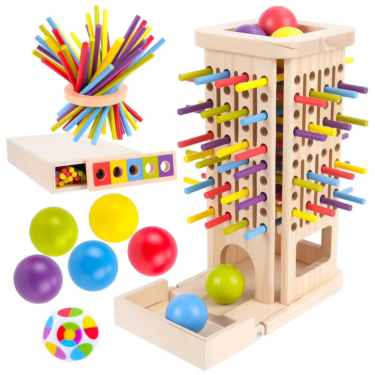 Gioco Montessori per bambini dai 3 ai 6 anni, gioco da tavolo in legno con 40 bastoncini colorati, gioco educativo per tutta la famiglia, regalo di compleanno per bambini e bambine dai 3 ai 6 anni