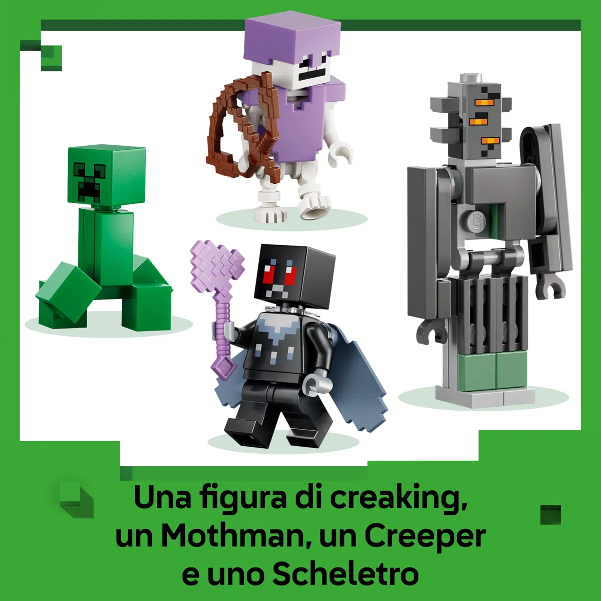 LEGO Minecraft Giardino Pallido - Bioma Giocattolo in Miniatura con Minifigure di Creaking e Mothman, e le Figure di Creeper e di Scheletro - Regalo per Gamer, Bambini e Bambine da 7 Anni - 21586