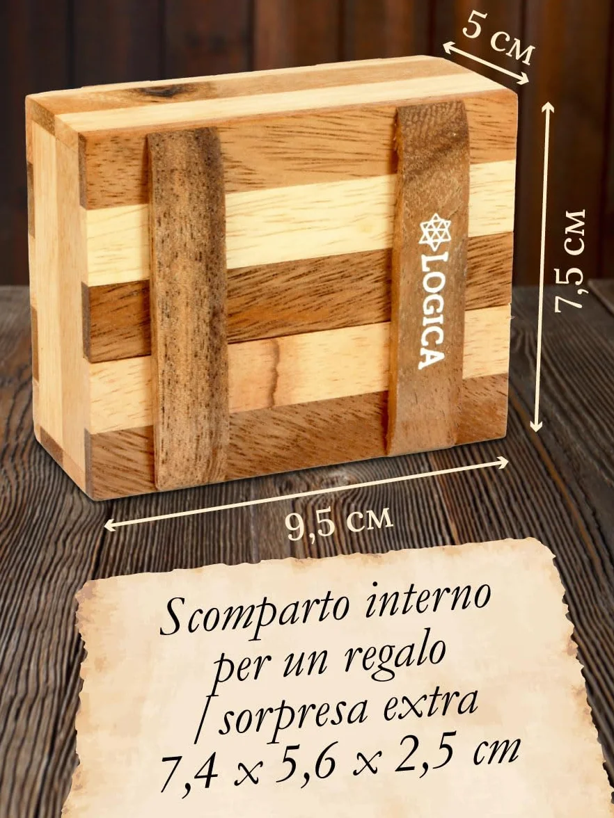Logica Giochi - Lo Scrigno Zebra – Scatola Segreta - Rompicapo in legno – Difficulta 3/6 Difficile – Collezione Leonardo