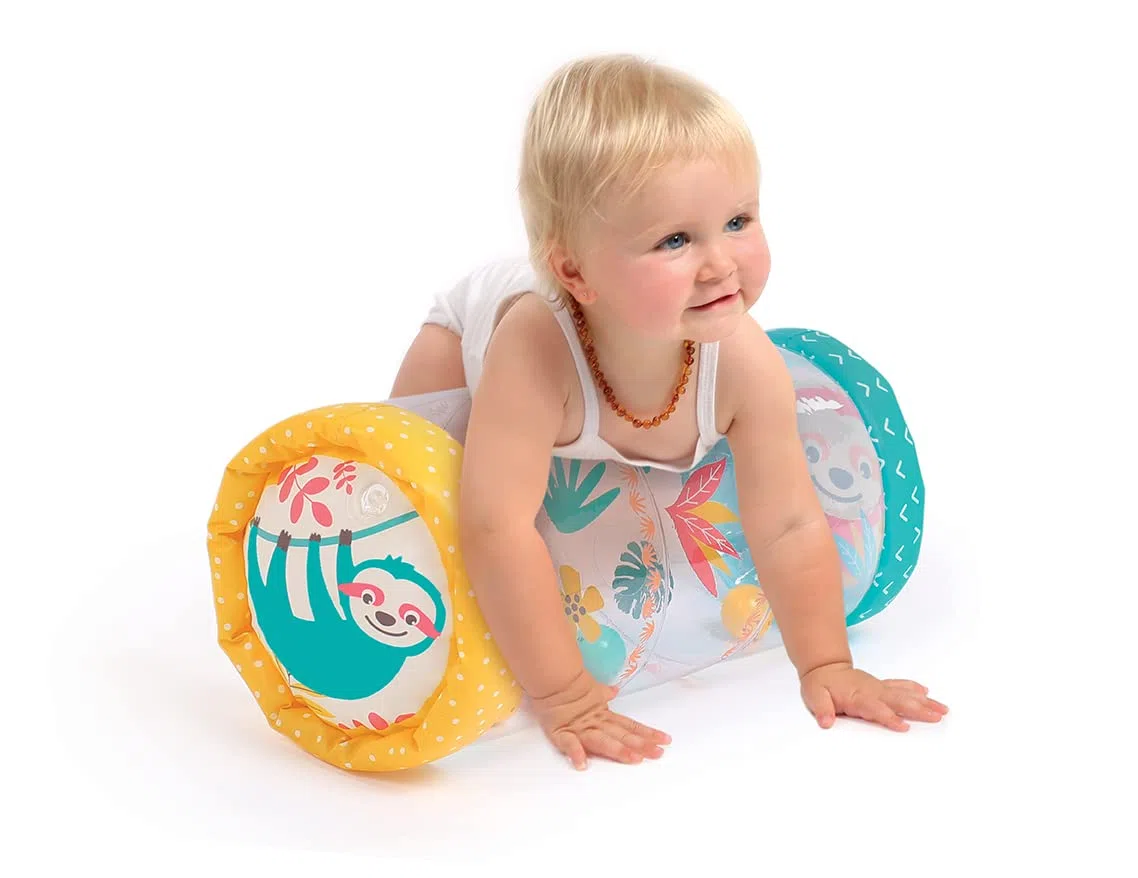 Ludi - Baby Roller Pigro - Grande cilindro gonfiabile con piccole palle sonore - Sviluppa le capacità motorie - Da 6 mesi