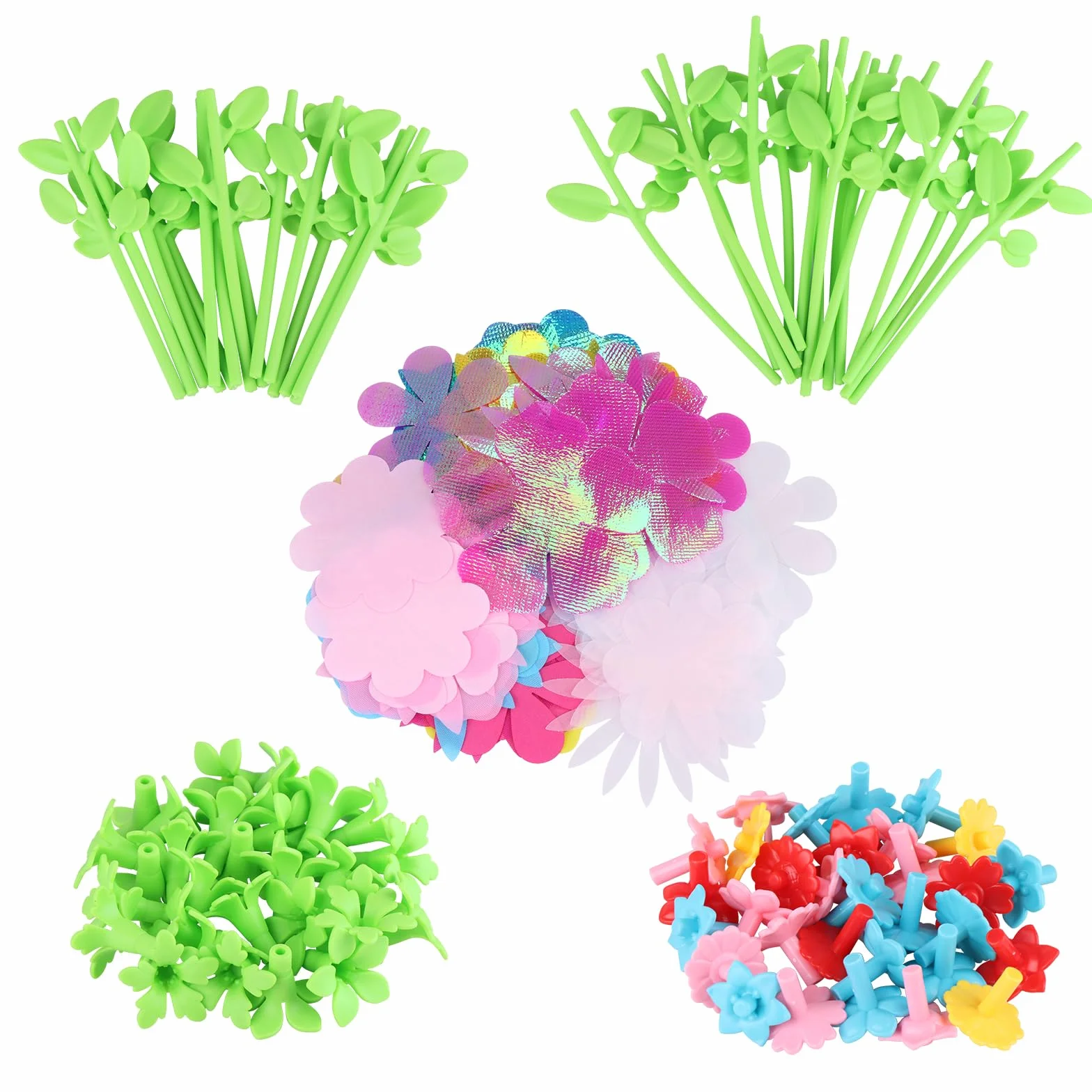iulrtba Set di Ricarica per Laboratorio dei Fiori, con 80 Petali, 24 Steli, 24 Centri dei Fiori, 24 Sepali per Bambini di 4, 5, 6, 7, 8, 9 e 10 Anni Regalo Natale Compleanno Festa