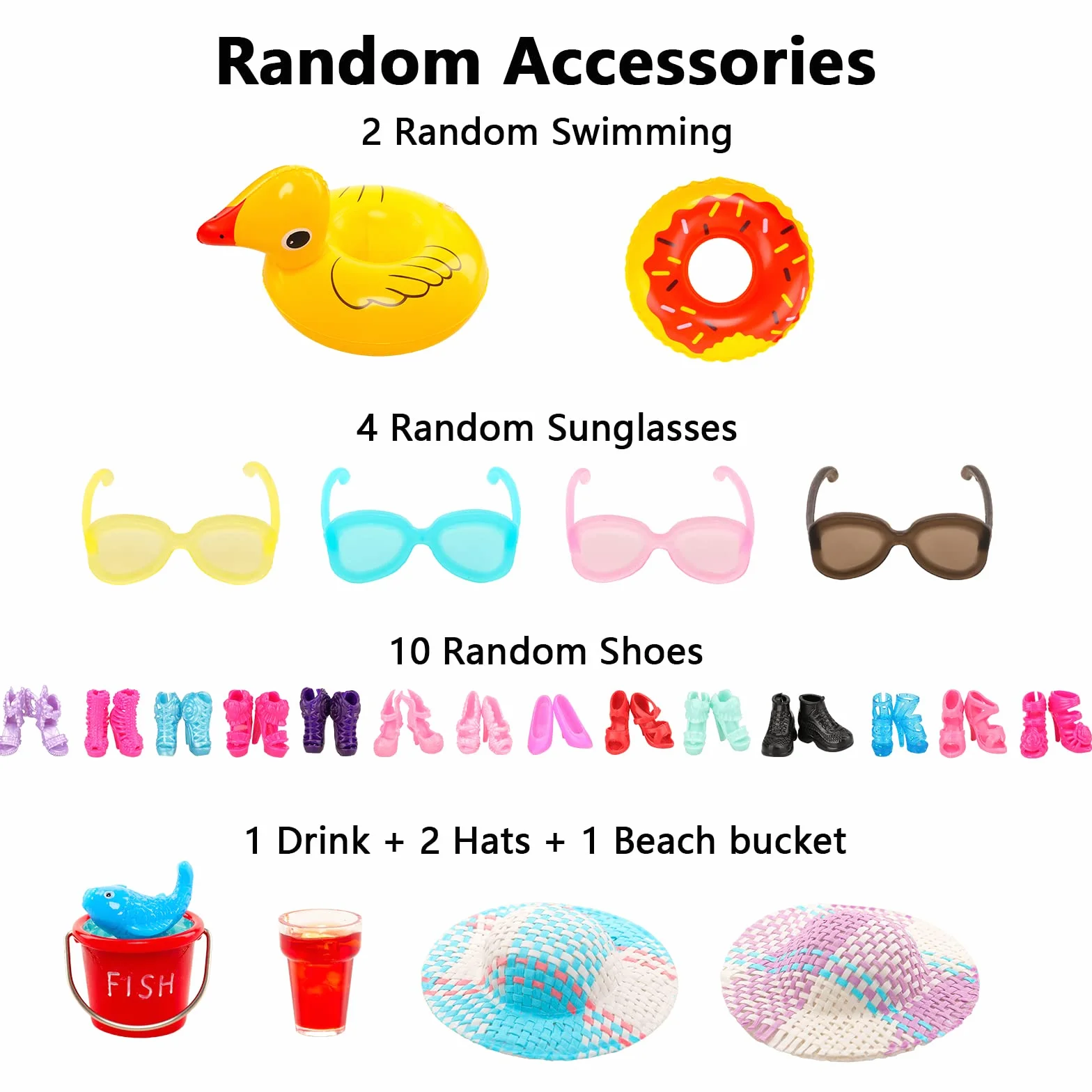 Miunana 31 Accessori Per 11.5 Pollici 28 - 30 CM Bambola: 10 Costumi Da Bagno + 10 PCS Scarpe + 11 Accessori (Selezionati A Caso)