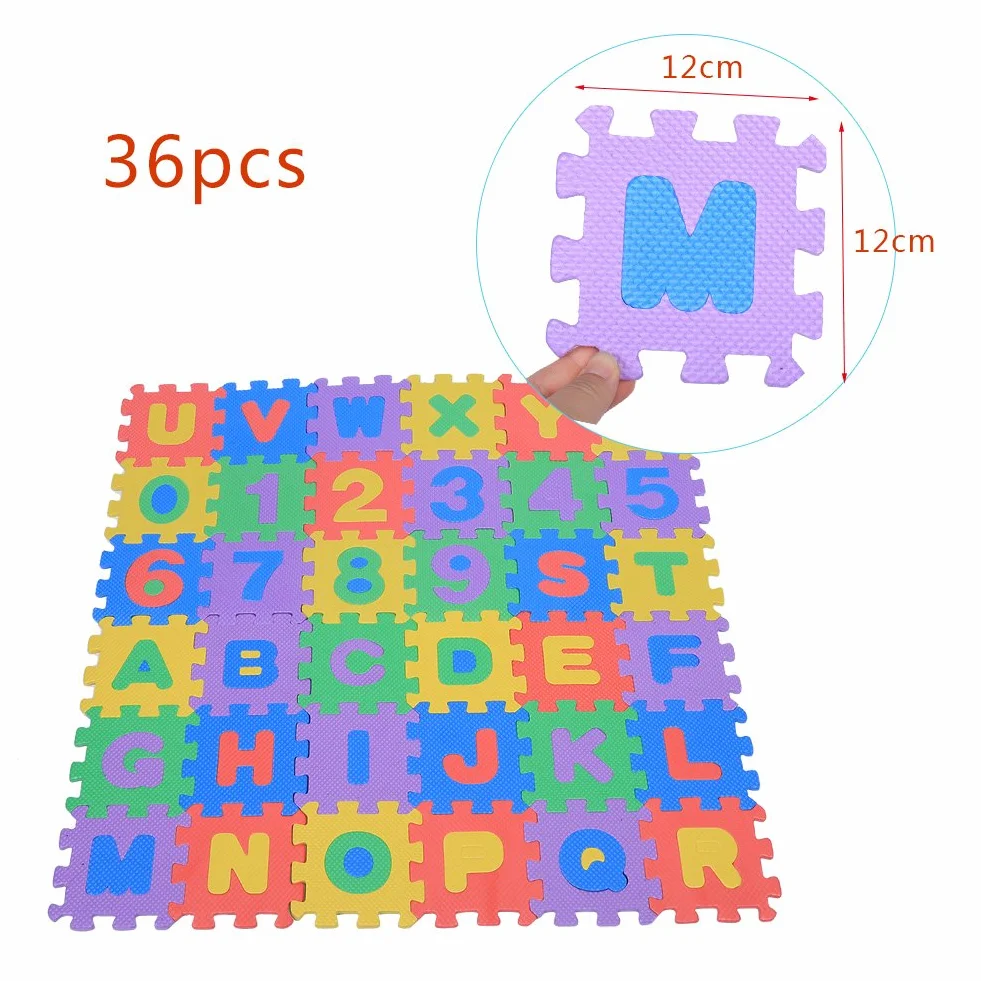 Tappeto Puzzle Per Bambini,Tappetino Da Gioco Per Bambini Puzzle In Schiuma, 36 Pezzi Tappeto Da Gioco In Schiuma Eva Morbida Piastrelle Per Pavimenti Multicolore Per Bambini Numeri E Lettere Neonati