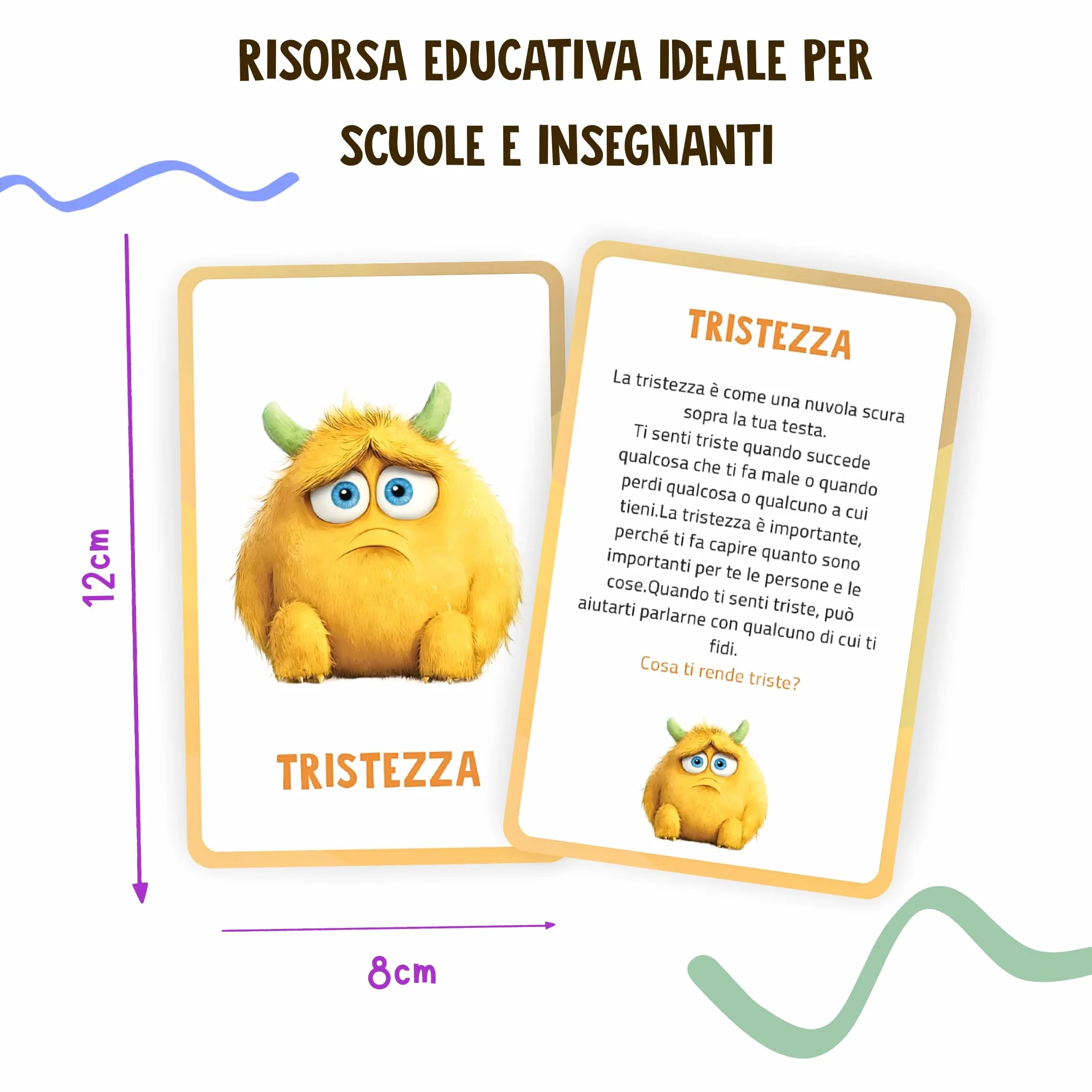Carte delle Emozioni per Bambini – 40 Carte (32 Emozioni + 8 Extra) con Mini Giochi e Distintivi – Mostriciattoli delle Emozioni – Gioco Educativo per Intelligenza Emotiva – Lingua Italiana – Regalo