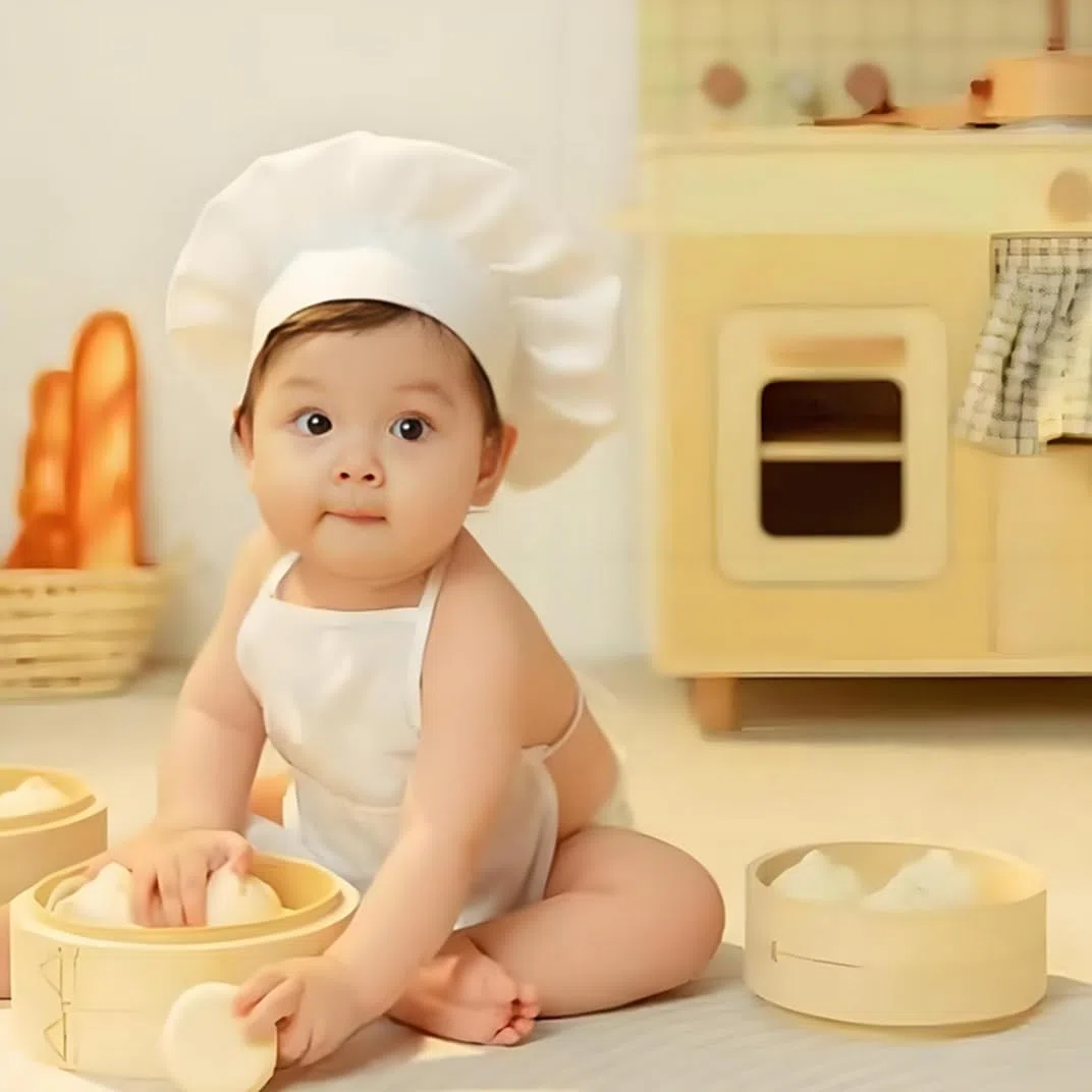 Set da Cuoco per Neonato,Baby Chef Grembiule e Cappello Neonato per Foto,Cappello e Grembiule Cuoco Bambino