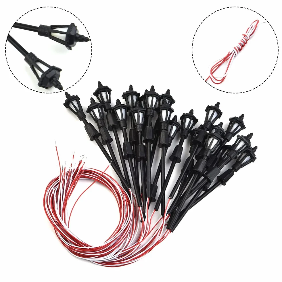 ZYWUOY 40Pcs Modello Lampioni, Modello Ferroviario LED Lamppost Lampade Wall Lights 1:150 Scala 3V Lamppost
