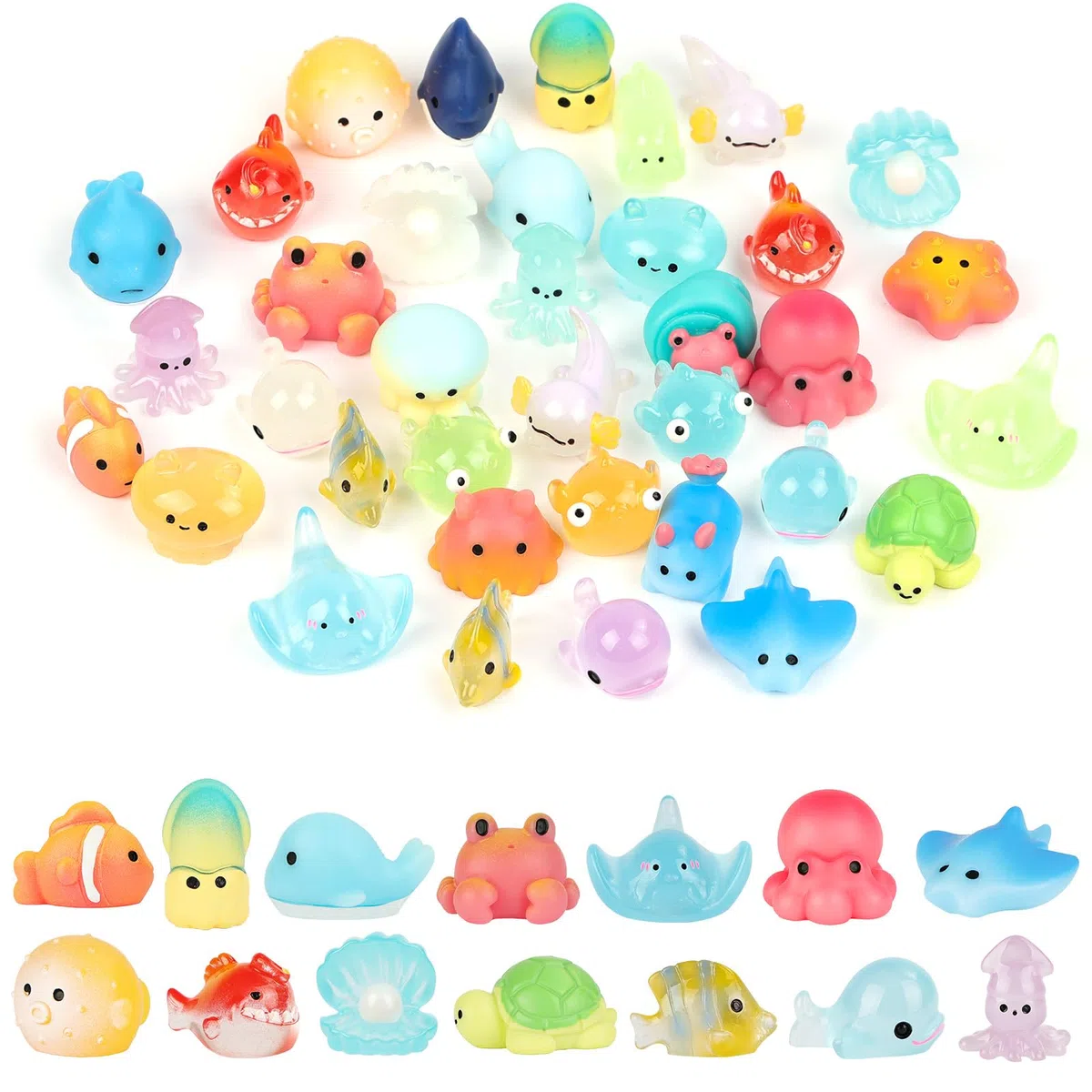 DiULi Piccoli Animali in Resina, 36 PCS Mini Animali in Resin, Piccoli Animali in Miniatura, per Giardino, Paesaggio, Casa delle Bambole Ornamento Fai da Te, Compleanno, Serie Ocean
