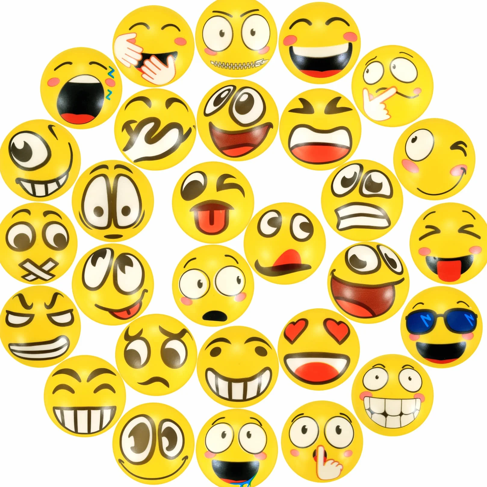 18 Pezzi Palline Antistress con Faccina Emoji, Palline Squeeze Antistress per Bambini Adulti Festa, premi, Regali di Compleanno