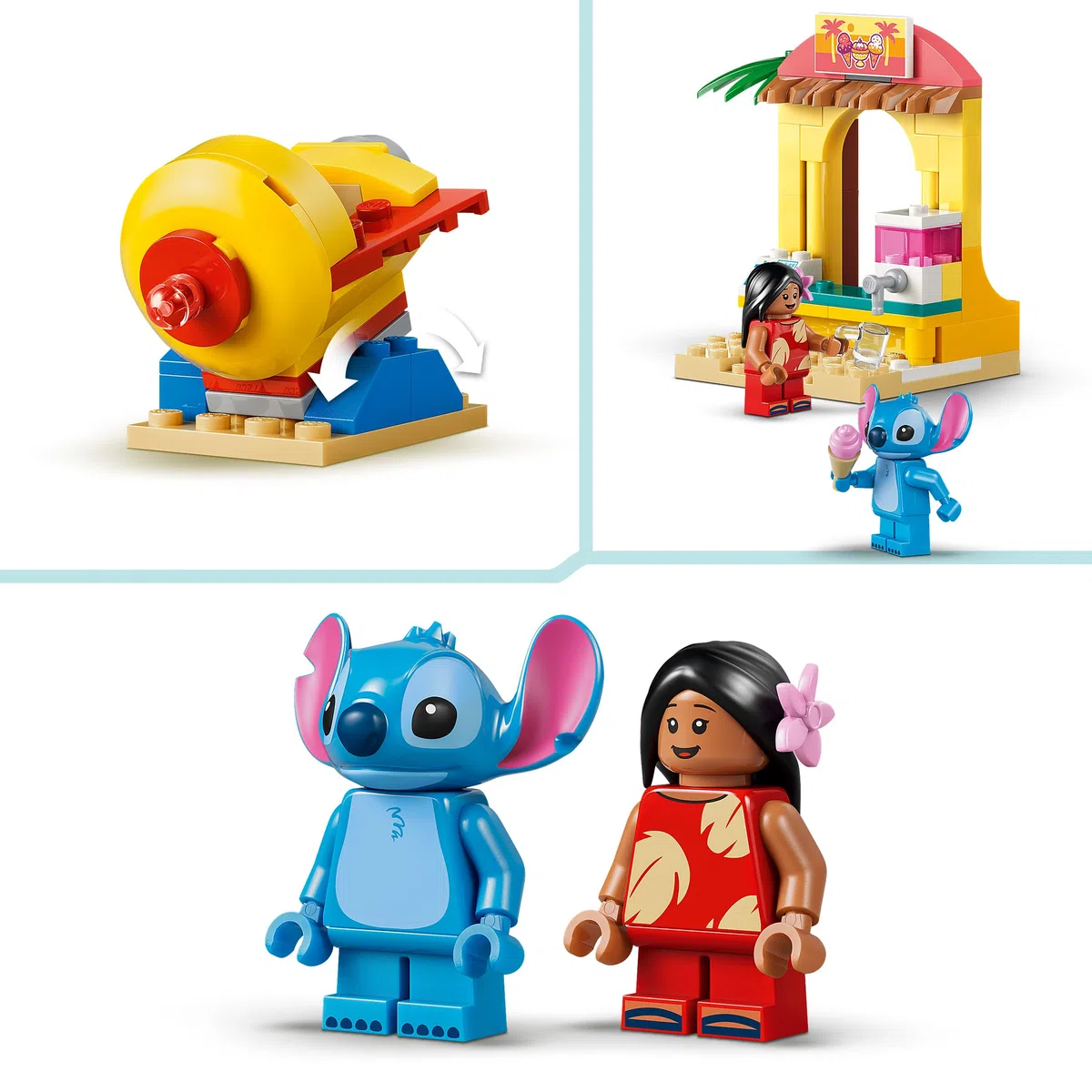 LEGO | Disney Divertimento in Spiaggia con Lilo e Stitch - Giochi Didattici con 2 Negozi, Giostra a Forma di Astronave e 2 Minifigure - Set Montessori - Regalo per Bambine e Bambini da 4 Anni - 43280