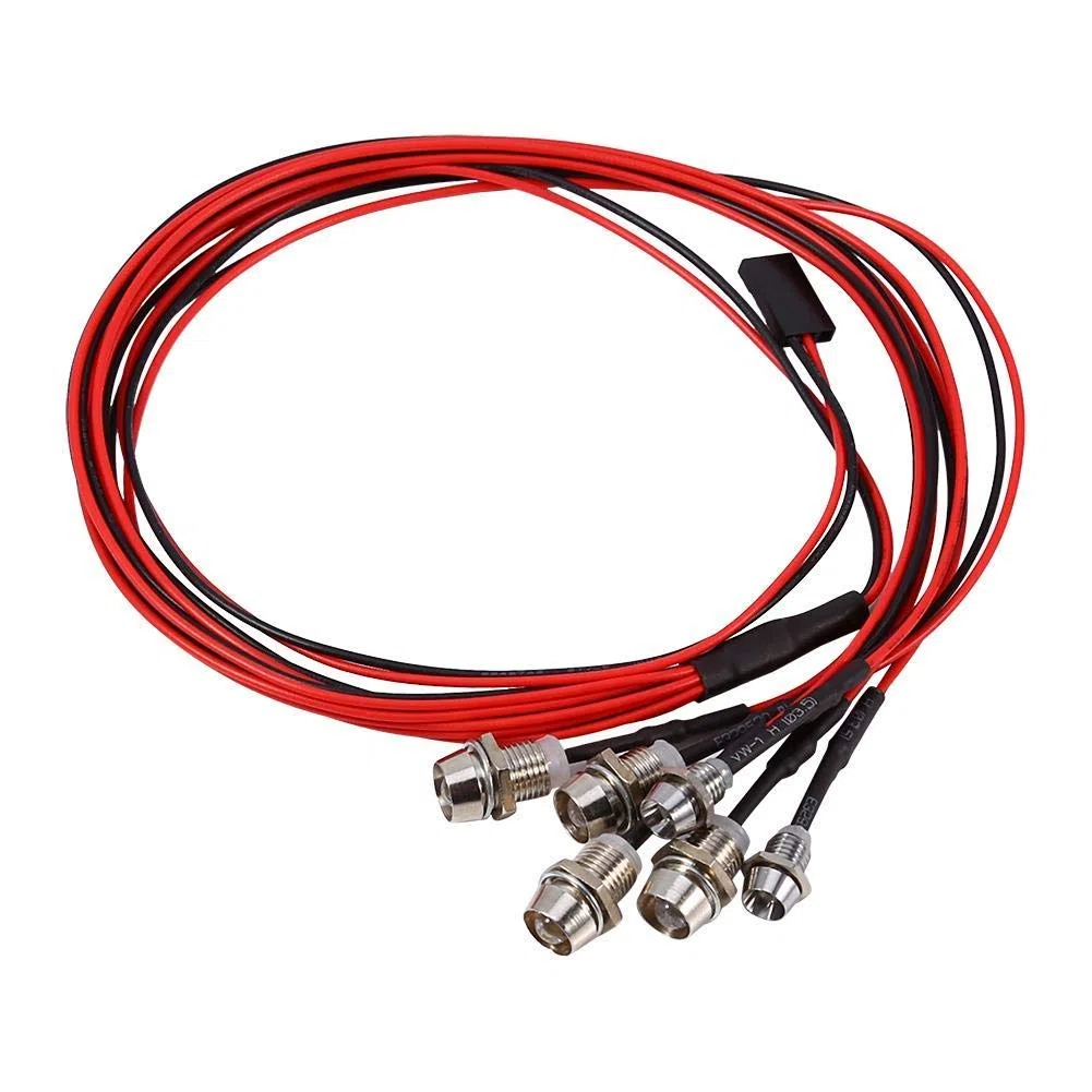 Set di Luci per Auto RC, 6 LED Fanali Posteriori 3-7V Diametro 5mm 3mm per Modelli Camion 1/10 Scala for Appassionati RC e Scenari Off-Road Notturni