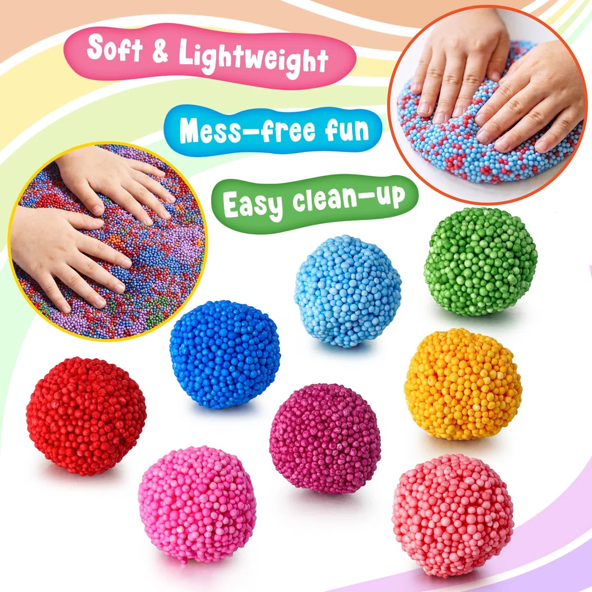 Kit di Gioco con Perline di Schiuma – 30 Confezioni di Perline di Schiuma Modellabile per Bambini, Slime Sensoriale per Bambini e Bimbi Piccoli, Attività Creative Educative per Classe Prescolare