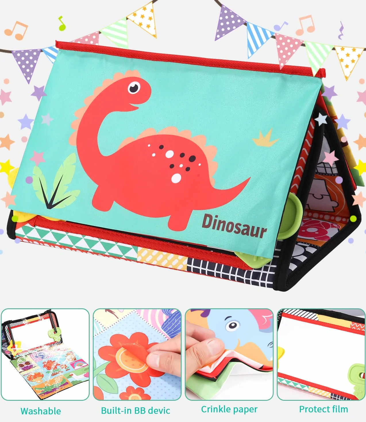 Zawaer Specchio Montessori per Bambini, Giocattoli per Specchietti,con Motivi in Bianco e Nero EA Colori, Libro Stoffa con Specchio, Giocattoli Educativi per 0-9 Mesi Ragazzo Ragazza