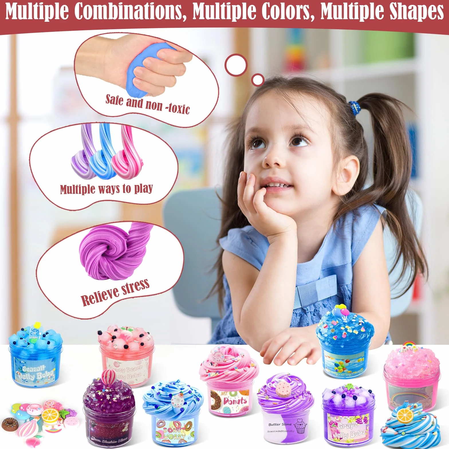 12 Pezzi 70ml Slime Kit, 12 Colori Slime per Bambini, Kit Slime Fai Da Te, Butter Slime e Clear Slime Giocattoli, Regalo di Compleanno di Natale per Ragazze e Ragazzi