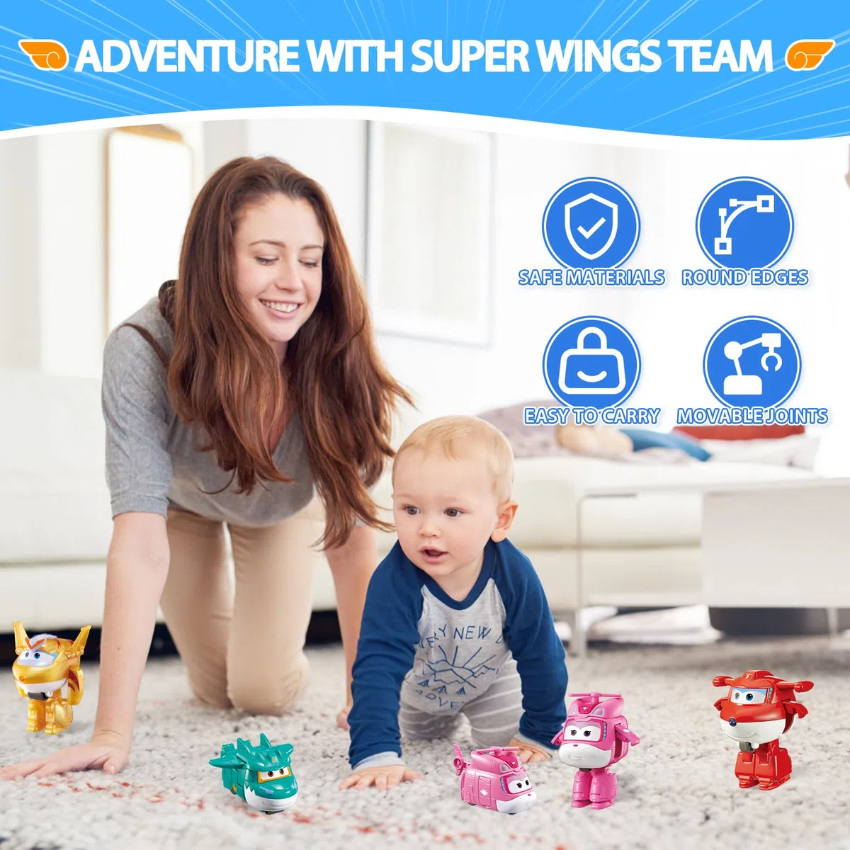 Super Wings Personaggi Trasformabili, Confezione da 4 Pack, 5 cm Jett & DIzzy & Golden boy & Tino, Giocattoli per Bambini 3+ Anni, Senza Batterie, Plastica ABS Sicura, Action Figures da Collezione