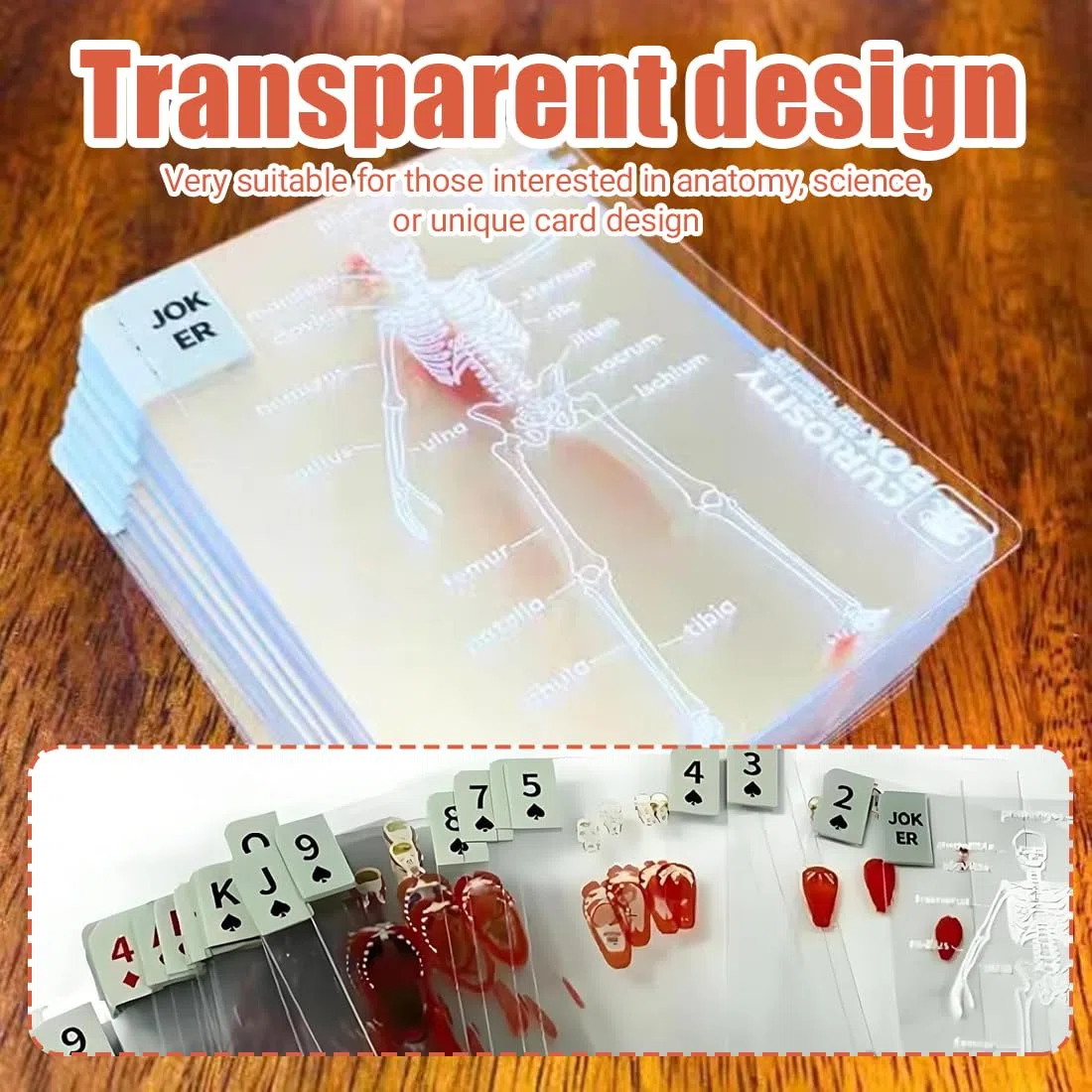 GXGM 1 Pezzi Funny Transparent Human Anatomy Playing Card,The Body Deck,Unique Transparent 3D Image of The Human Anatomy Playing Cards,for Card Collectors.