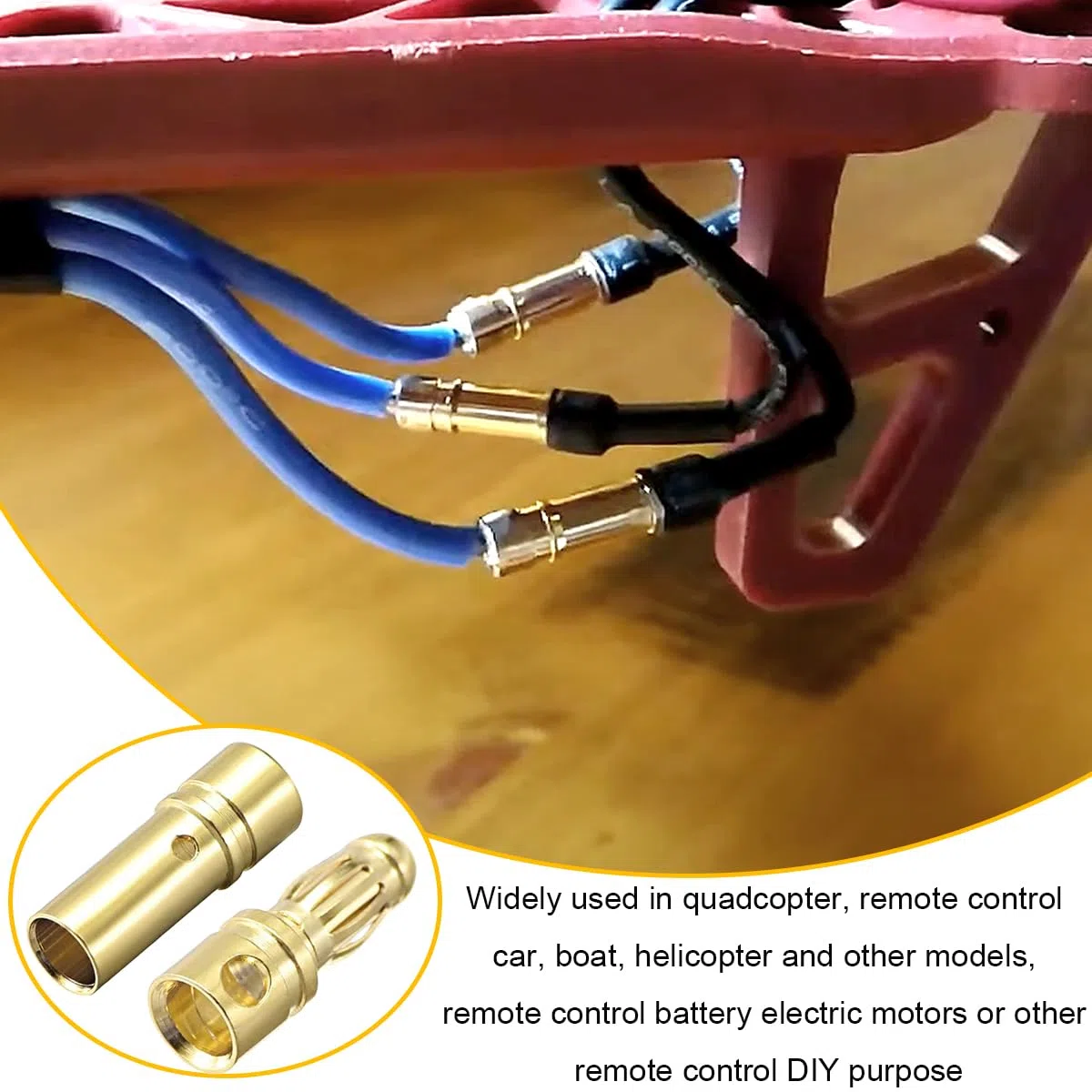 60 pezzi Connettore a banana da 3,5 mm Adattatore per connettore a banana da 3,5 mm maschio-femmina, per modelli RC, batterie Lipo RC, motori ESC
