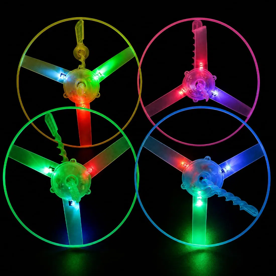 Meleager Disco Volante Giocattolo, Set 16 Pezzi con Eliche Luminose per Bambini, Lanciatori e Dischi, Ideale per Feste, Esterno, Compleanni e Regali