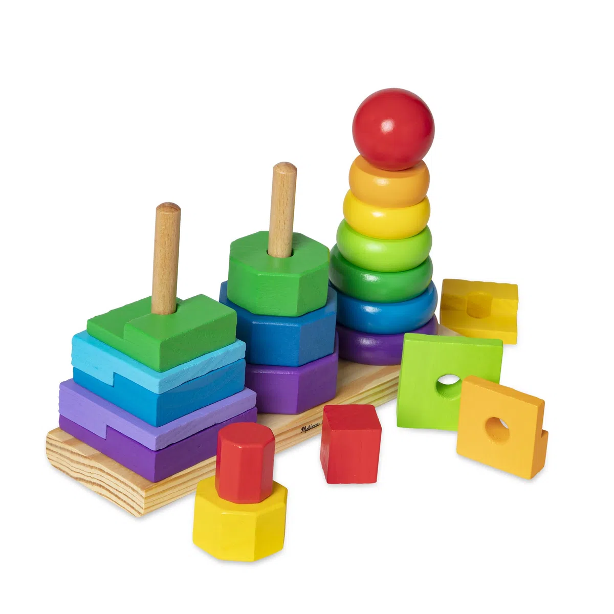 Melissa & Doug Impilatore Geometrico - Giocattoli per lo sviluppo, Giocattolo di Legno Impilabile per Bambini, Gioco Montessori, Regali per Bambino e Bambina, 2+ Anni