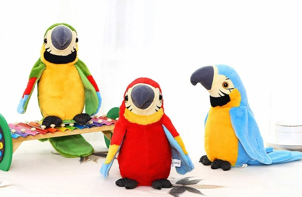 Pappagallo Parlante per Bambini Parla Parlando Record,peluche parlante.Giocattolo Peluche che Riproduce la Voce Ripete Quello Che Dici. Regalo per Bambini e Neonati (ROSSO)