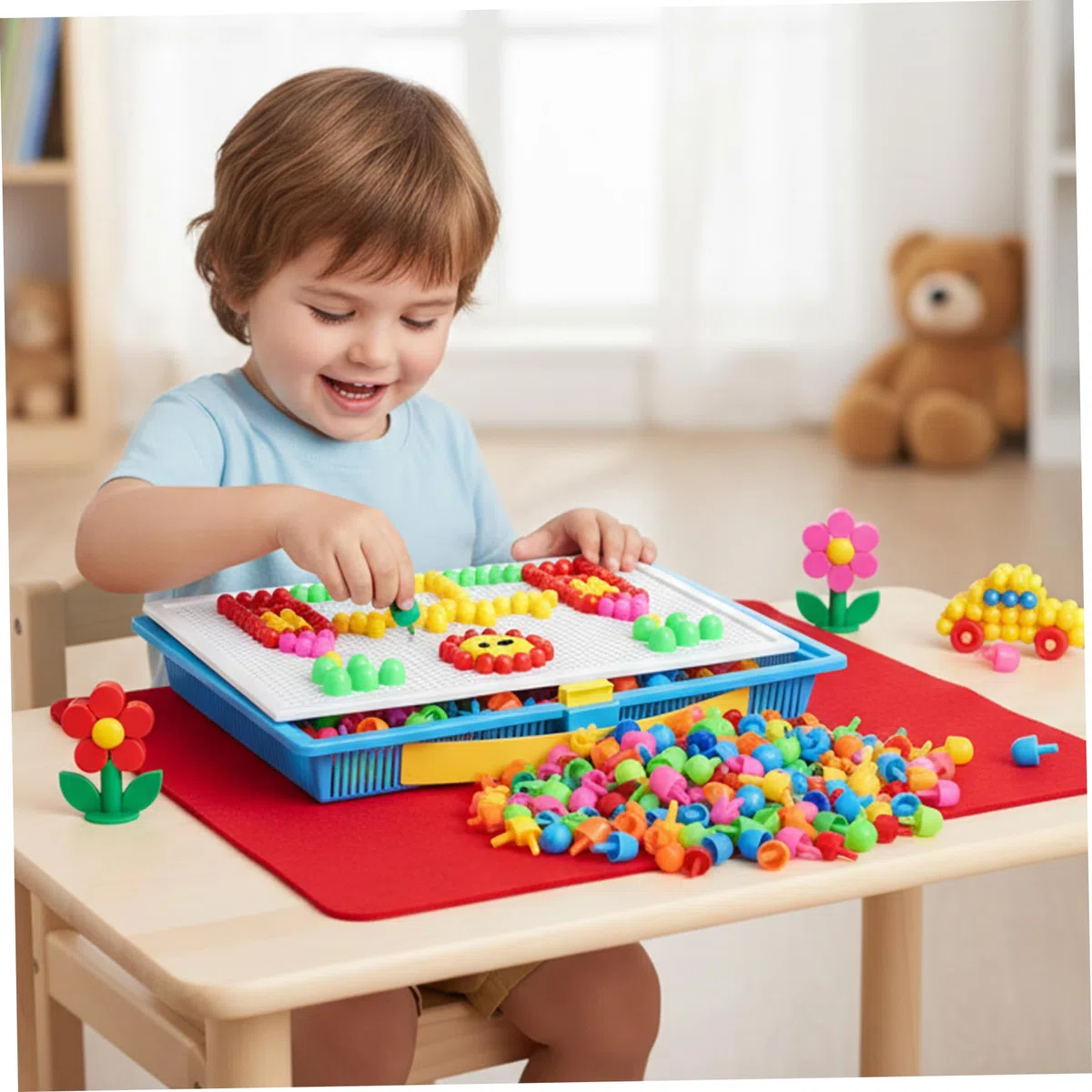 Set di tavolette creative da 592 pezzi con mollette colorate e motivi - Puzzle con mollette per bambini dai 3 ai 7 anni Giochi educativi per la motricità fine per l'apprendimento in età prescolare