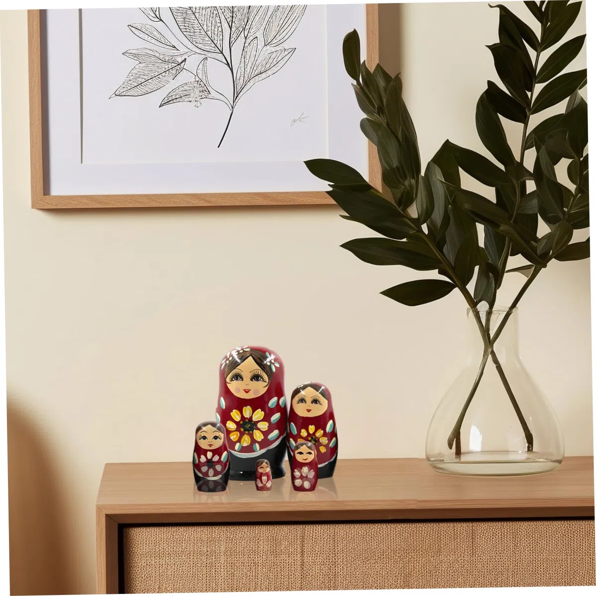 5 Pezzi/Set Bambole Che nidificano, Bambola matrioska in Legno, Divertenti Bambole Russe Che nidificano Giocattoli impilabili per Bambini, Decorazione Domestica, Russo