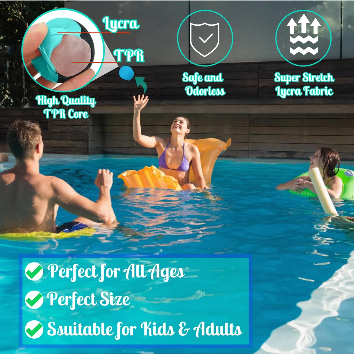 Chennyfun Palla Rimbalzante Acqua, 4Pz Palla Che Rimbalza sull'Acqua, Morbida Palla D'Acqua Ad Asciugatura Rapida, Giocattolo Acquatico ad Alte Prestazioni, Per Piscina, Spiaggia e Attività All'aperto