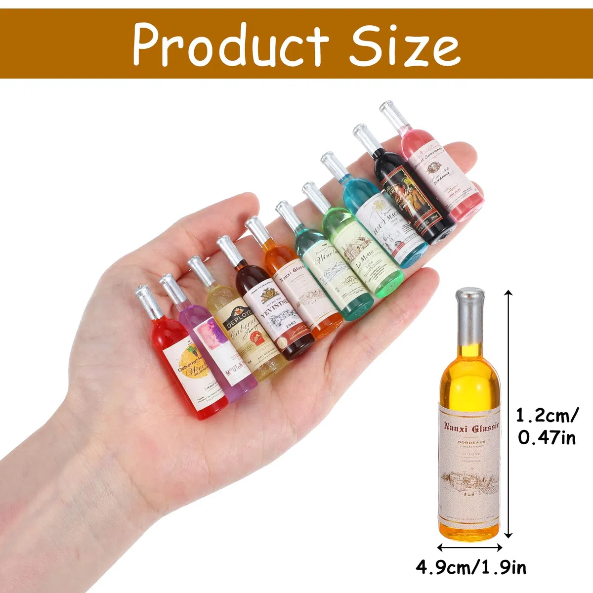 10 bottiglie di vino in miniatura in acrilico per la casa delle bambole, decorazione in miniatura della bottiglia di birra, accessorio in miniatura per portachiavi, casa delle bambole, fai da te