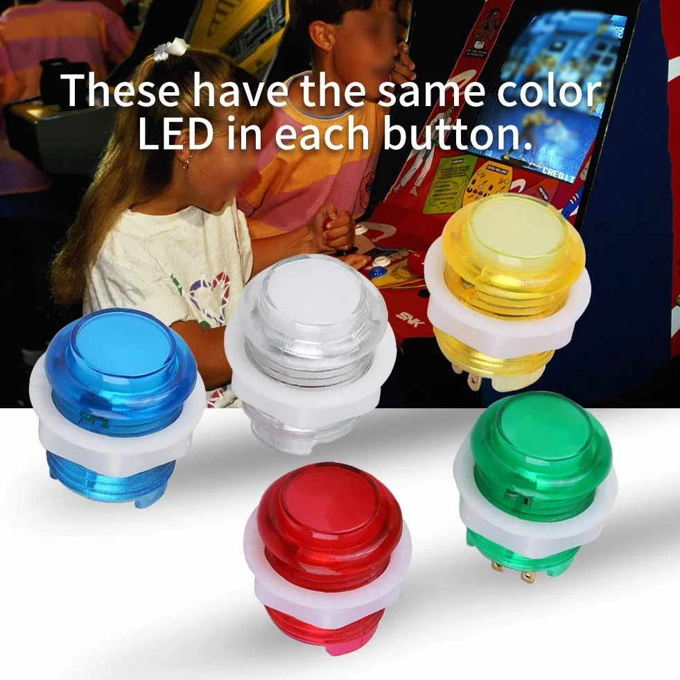 5PC 5V 24mm Jumbo LED Pulsante illuminato Interruttore a pulsante autoripristinante con microinterruttore per progetti di gioco a gettoni