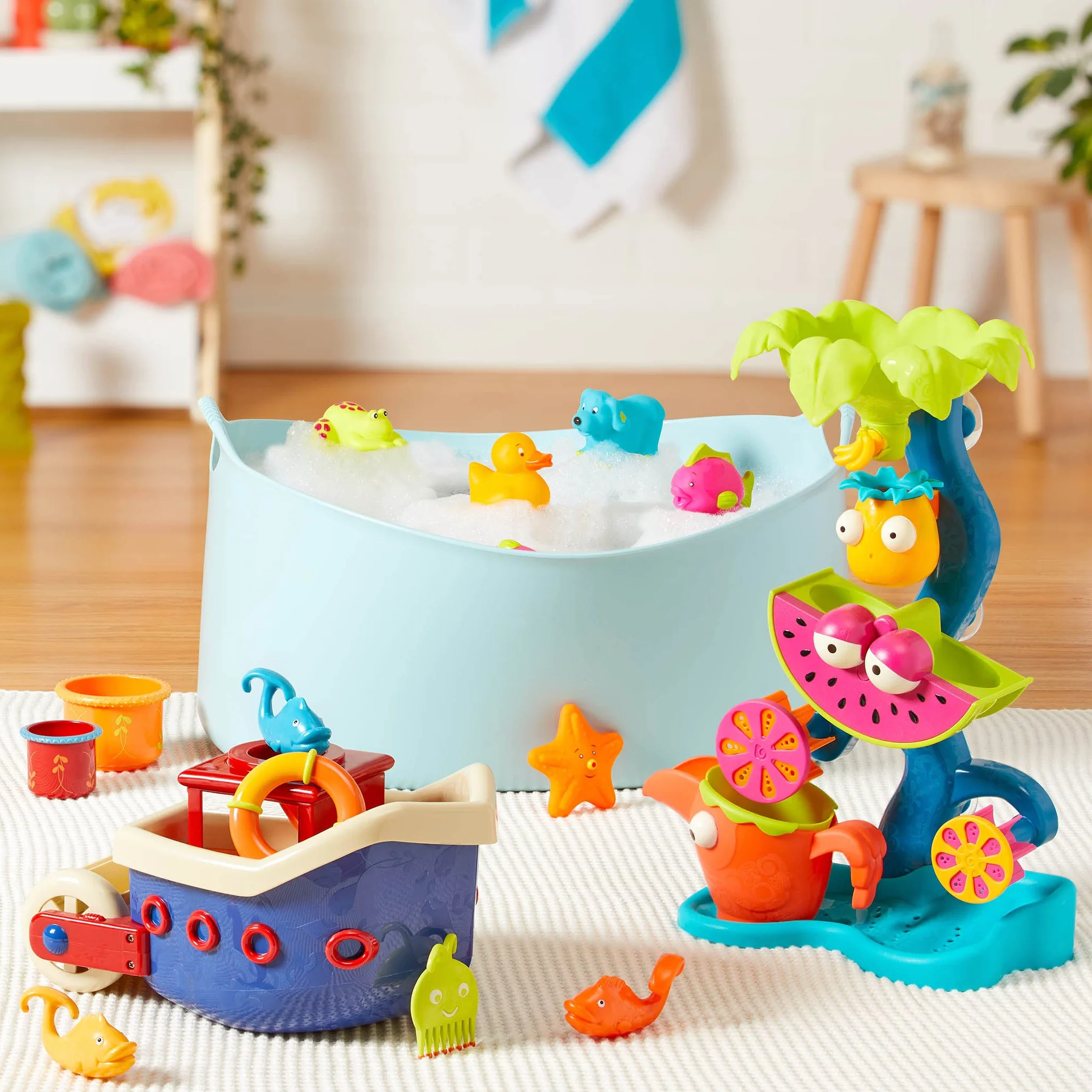 B. toys - Cascata tropicale - Set di giochi con acqua e sabbia - Ruota d'acqua per bambini e ragazzi - Bambini - Giocattolo da spiaggia, piscina, bagno - 18 mesi +