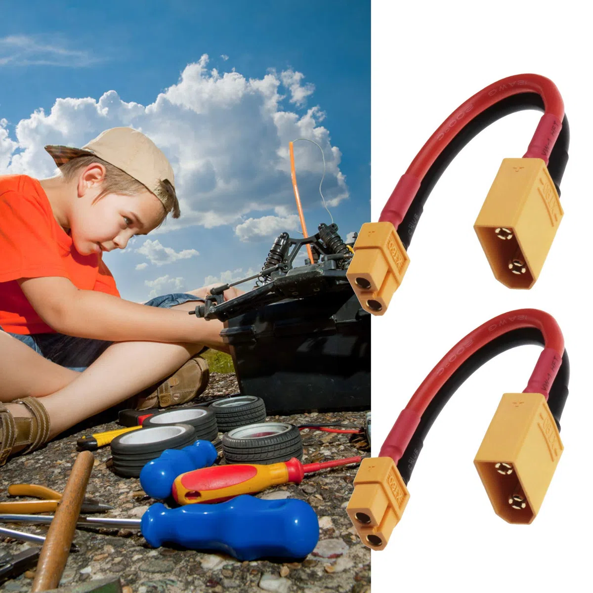 2 Pz XT90 Maschio A XT60 Femmina Conversione Cavo Adattatore Con 10 cm/4 Pollice 12AWG Filo & Plastica Guscio Protettivo Per RC Lipo NiMH Caricabatteria ESC