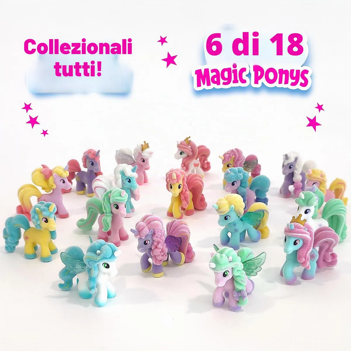 CRAZE MAGIC PONYS, Bellissimi Pony da collezionare, Giocattoli per bambina, 6 da 18 diverse figure di pony, senza microplastiche, Figure assortiti