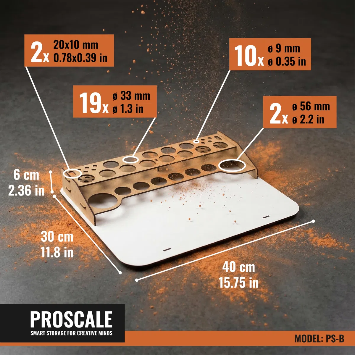 PROSCALE Paint station postazione lavoro modellismo. Porta colori acrilici per modellismo Postazione pittura per bottiglie colori citadel per miniature modellismo warhammer (Tabella B)