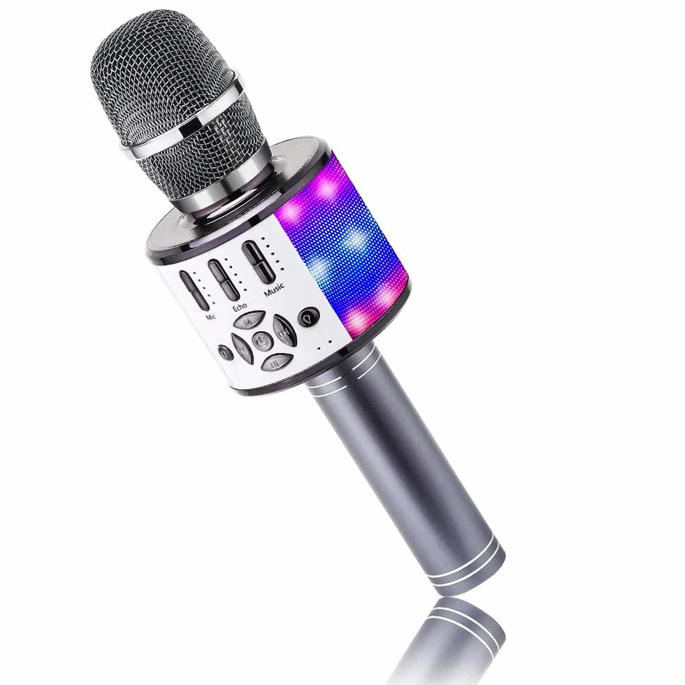 BONAOK Mikrofon Bluetooth bezprzewodowy LED dla dzieci Karaoke