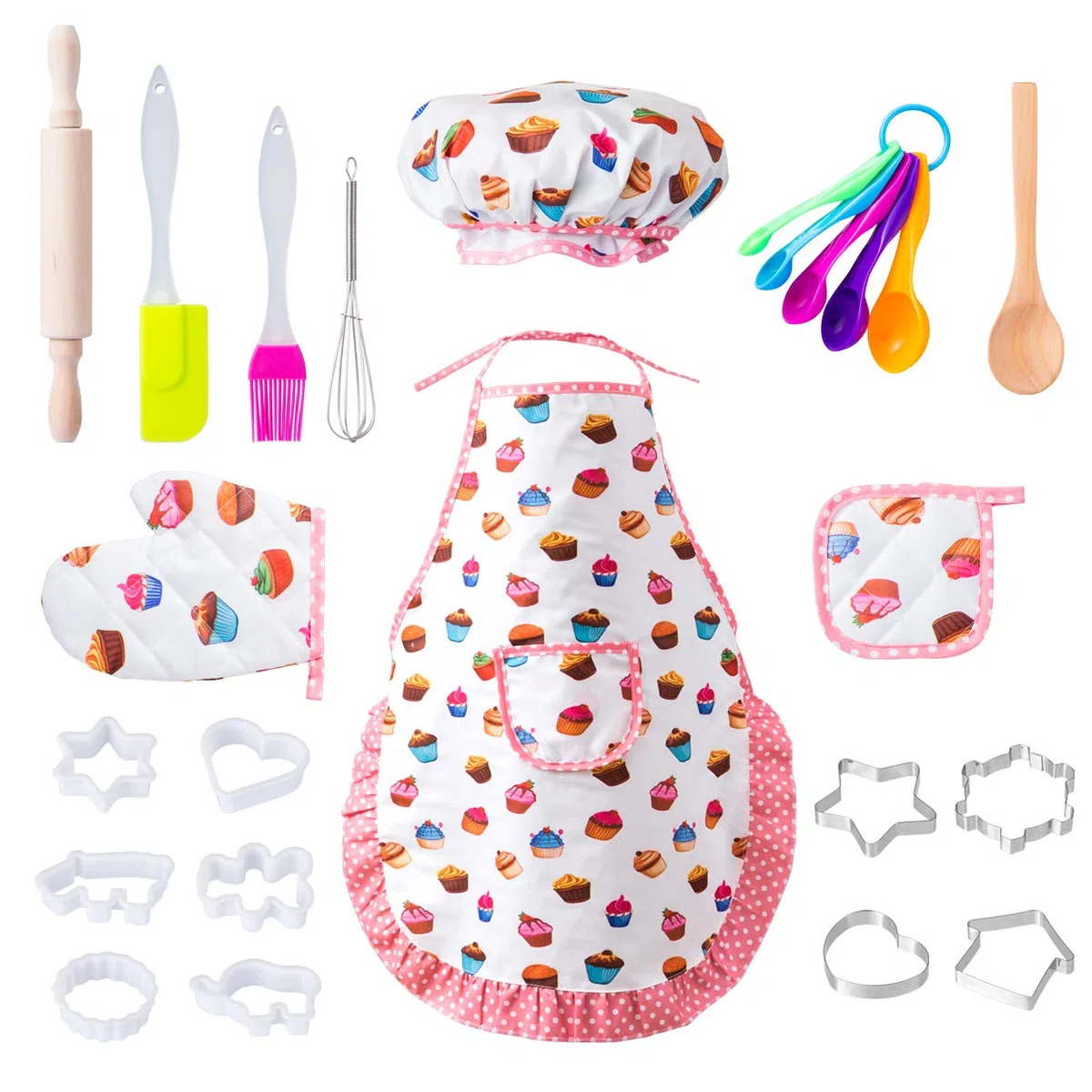 LIHAO 20pz MINI Piccoli Chef Set Bambini Grembiuli da Cucina Costumi Gioco d'Imitazione Kit Regalo di Compleanno Natale Pasqua Festival Ragazza