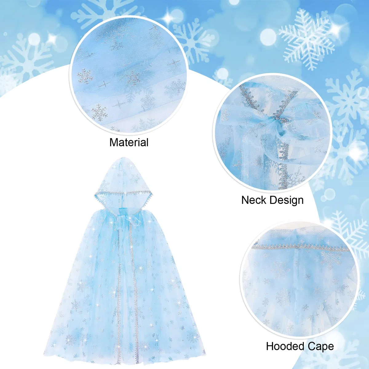XEPST Mantello Principessa Bambina, Costume Principessa con Cappuccio, Mantello Della Principessa Accessorio Scialle Cape Ragazze da Costume Halloween Carnevale Cosplay