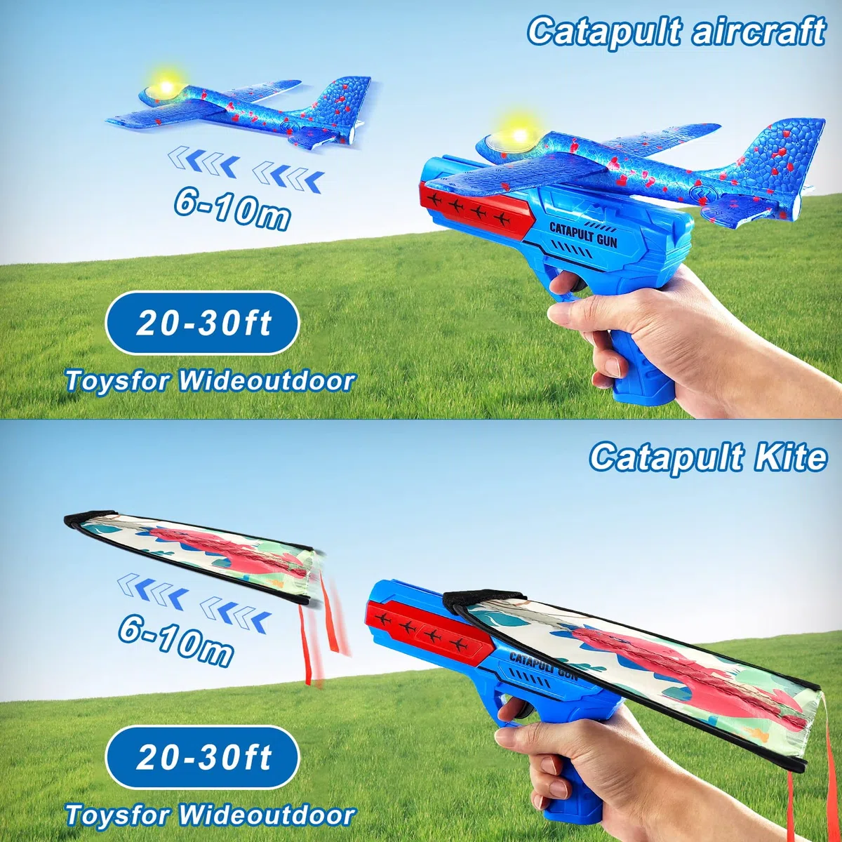 TaimeiMao Aereo Polistirolo con Pistola Catapulta, Aquilone Aereo per Bambini, Catapulta Giocattolo Aereo, Aliante Giocattolo per Bambini, Aerei Alianti in Volo, Aereo Polistirolo da Lancio