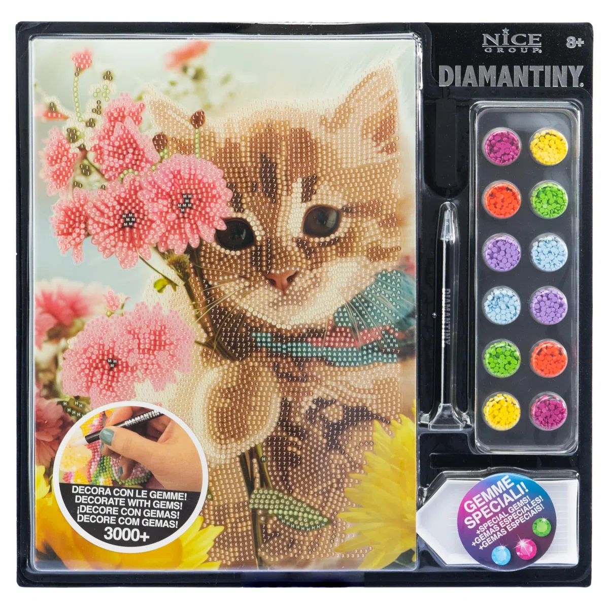 DIAMANTINY Level Up - Nice Group Creative Art, Diamond Painting Kit crea il mosaico, PETS, Kitten