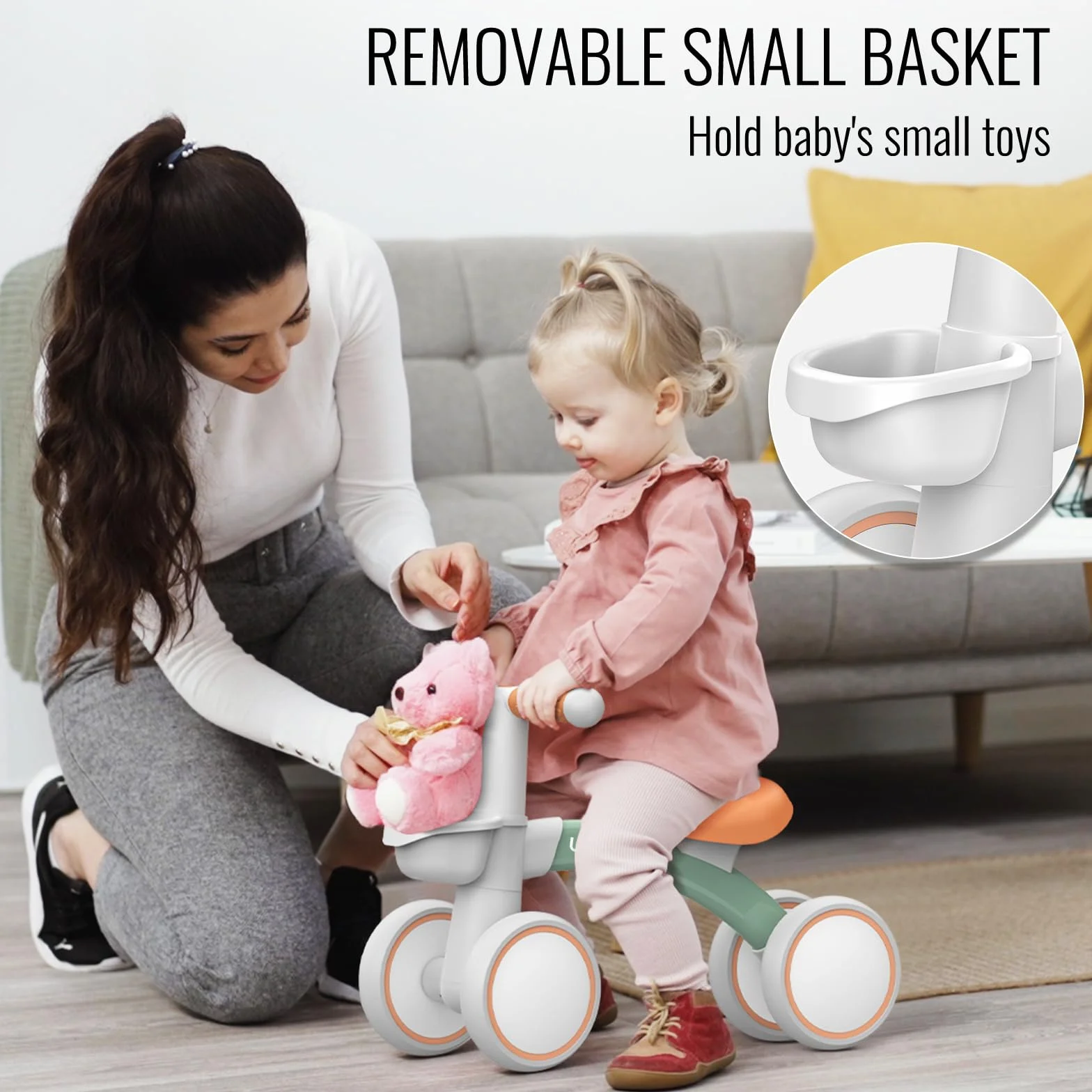 Umatoll Bicicletta Equilibrio Bambini 12-24 Mesi con Cestino, Verde