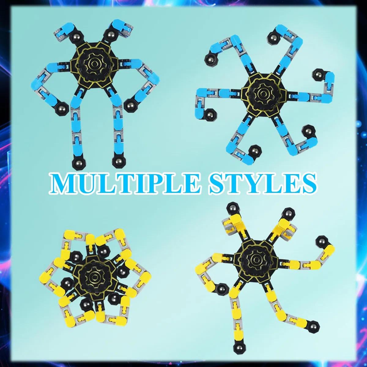 8 Pezzi Hand Spinner Fidget Toy DIY Deformabile Fidget Spinner Luminosi Giocattoli Sensoriali Divertenti Robot Giocattolo a Catena Trasformattabile per Celebrare Vacanze, Feste, Regali Di Natale