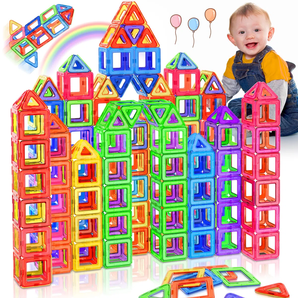 Costruzioni Magnetiche, Blocchi Costruzioni Magnetici, Giochi Magnetici per Bambini 3 4 5 6 7 8 Anni, Montessori STEM, Scelta Regalo Perfetta per Ragazzi e Ragazze dai 3-8 Ann - 40 Pezzi