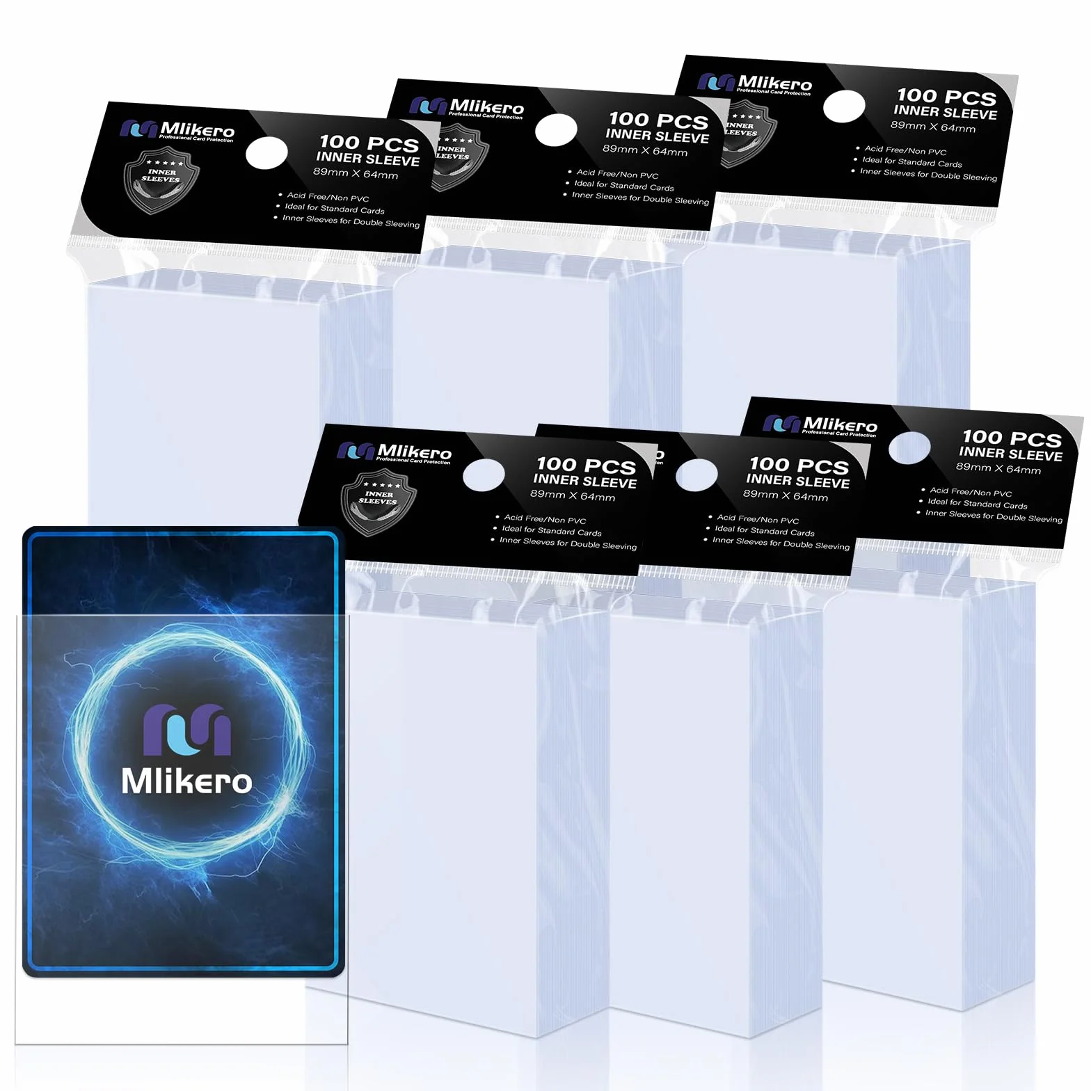 Mlikero 600 Pezzi Inner Sleeves, Perfect Fit Bustine Protettive Carte per una Doppia Protezione, Perfect Size Bustine Protettive per Carte Collezionabili e Sportive